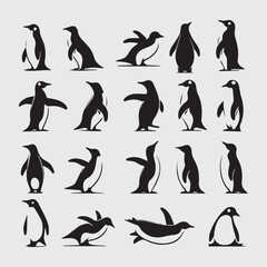 penguin silhouettes set