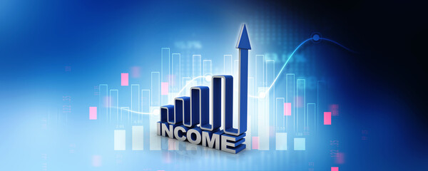 3d rendering Stock market online business concept. business Graph 