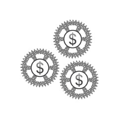 2d rendering usd Dollar symbol  with gear wheel