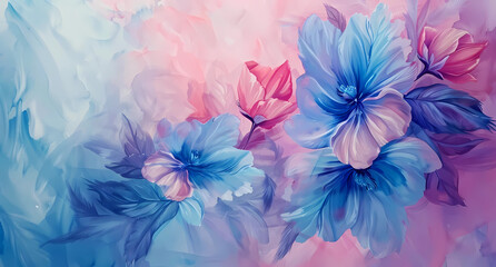 Fototapeta na wymiar a watercolor blue, pink and purple flower background
