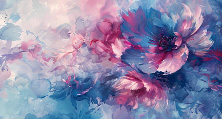 a watercolor blue, pink and purple flower background