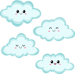 Set of Cute Clouds Vector Illustration