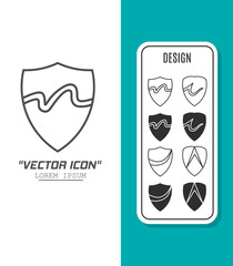 Vector icon template. Black and white shield icon design. Stock vector template.