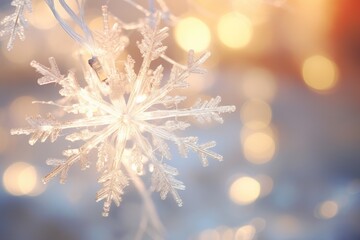 Macro shot of a crystal snowflake.