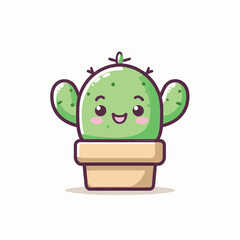 cute illustration cactus in a pot