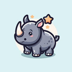 Obraz na płótnie Canvas cute baby rhinoceros cartoon vector illustration
