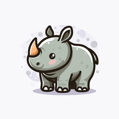 cute baby rhinoceros cartoon vector illustration