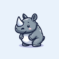 cute baby rhinoceros cartoon vector illustration