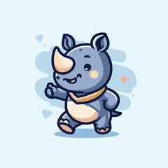 cute baby rhinoceros cartoon vector illustration