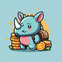cute baby rhinoceros cartoon vector illustration