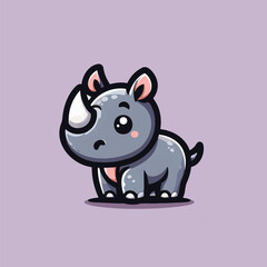 cute baby rhinoceros cartoon vector illustration