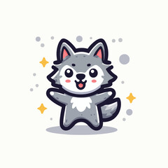 cute kids fox cartoon vector illustration