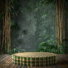 podium bamboo forest themed background