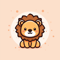 cute lion child cartoon vector illustration