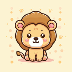 cute lion child cartoon vector illustration