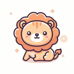 cute lion child cartoon vector illustration
