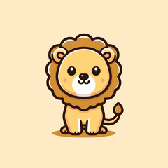 cute lion child cartoon vector illustration