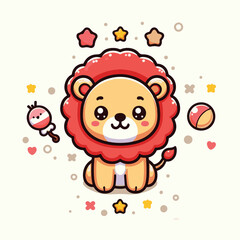 cute lion child cartoon vector illustration