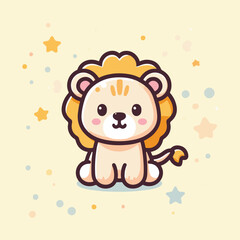 cute lion child cartoon vector illustration