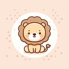 cute lion child cartoon vector illustration