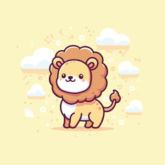cute lion child cartoon vector illustration