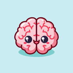cute brain cartoon vector illustration