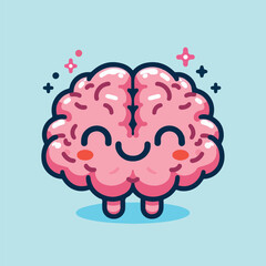cute brain cartoon vector illustration
