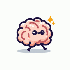 cute brain cartoon vector illustration