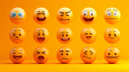 Emoticons icons set. Emoji faces collection.