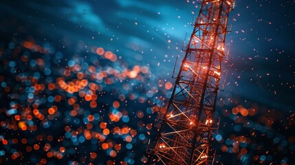 evolution of telecommunication networks, where towers advance into the 5G horizon - obrazy, fototapety, plakaty