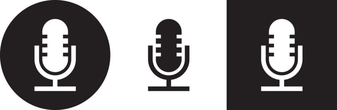 Microphone icon shape, microphone circular icon, microphone square icon.