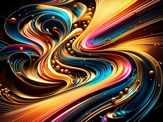 abstract background with rainbow fractal waves and curves, vivid colorful artistic texture, wall art for home decor, abstract wallpaper