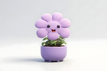 3d rendering cute African Violet Plant character