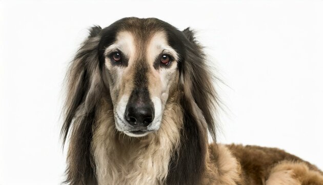 Portrait of a dane dog with a white background.