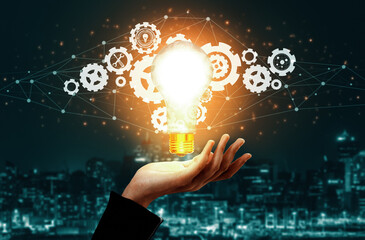 Innovation Technology for Business Finance Concept. Modern graphic interface showing symbol of...