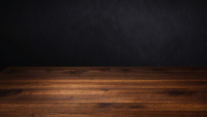 empty wooden table on dark background Empty Space for products display