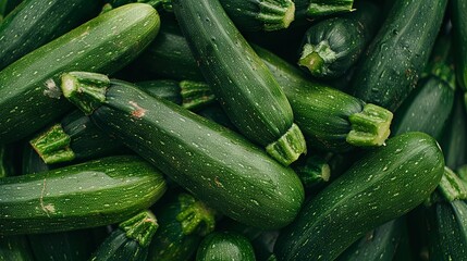 Zucchini on wooden table. Rustic tabletop with zucchini. Top view