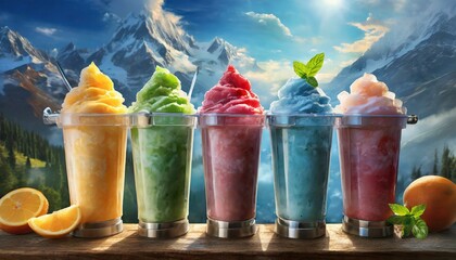 summer cool slush or smoothie iced fruit juice dispenser machine for refreshing chilled drink