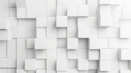  Random shifted white cube boxes block background wallpaper banner with copy space