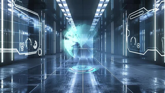 shining urban night view sci fi 3d render. technology background illustration. seamless looping overlay 4k virtual video animation background