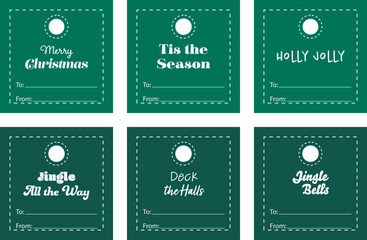 Fototapeta na wymiar Christmas Square Green Hangtags | Gift Hangtags | Holiday Hangtags | Green Hangtags