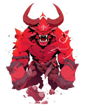 monster character illustration, god asmodeus for t-shirt design, isolated transparent background, PNG file, Ai generated Images