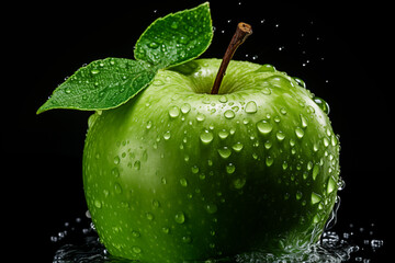 Granny smith is a sweet and sour, juicy green apple with a delicious taste. AI generation.
