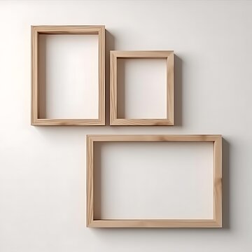 Set of wooden picture frame mockup, for wall art and decoration