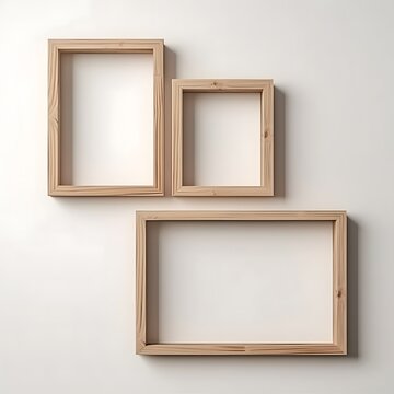 Set of wooden picture frame mockup, for wall art and decoration