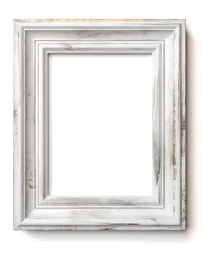 Rustic white wooden picture frame mockup on white background 