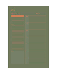 Weekly Planner. Make your day more easily and happy. Vector Print template.	