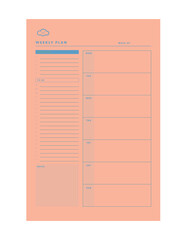 Weekly Planner. Make your day more easily and happy. Vector Print template.	