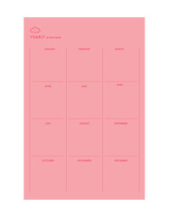 Yearly Planner. Make your day more easily and happy. Vector Print template.	