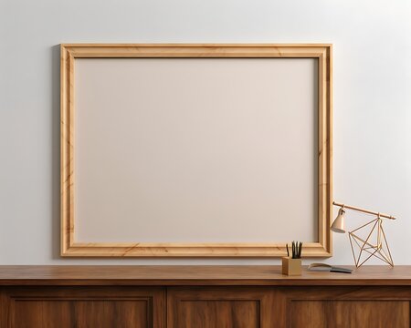 Beige frame mockup on white background